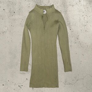 Princess Polly Green Ribbed Knit Dress